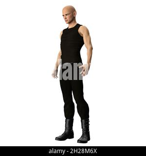Teen Fae männlich kaukasisch auf isolierten weißen Hintergrund, 3D-Rendering 3D-Illustration Stockfoto
