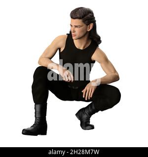 Teen Fae männlich kaukasisch auf isolierten weißen Hintergrund, 3D-Rendering 3D-Illustration Stockfoto