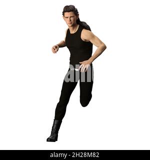 Teen Fae männlich kaukasisch auf isolierten weißen Hintergrund, 3D-Rendering 3D-Illustration Stockfoto