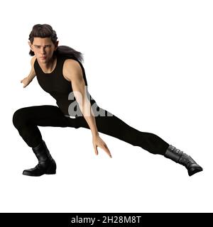 Teen Fae männlich kaukasisch auf isolierten weißen Hintergrund, 3D-Rendering 3D-Illustration Stockfoto
