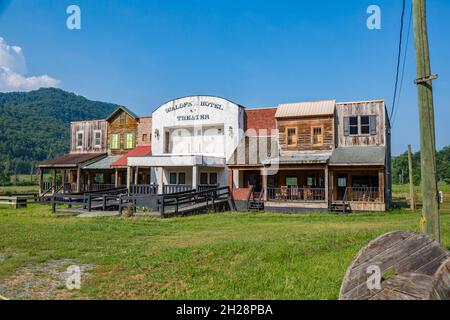 Old Walden's Hotel and Theatre Requisiten in Walden Creek Stables in Pigeon Forge, Tennessee Stockfoto