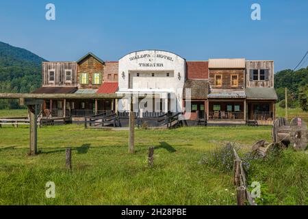 Old Walden's Hotel and Theatre Requisiten in Walden Creek Stables in Pigeon Forge, Tennessee Stockfoto