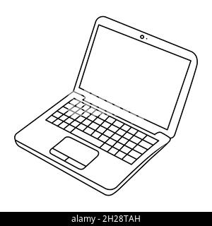 Handzeichnen Sie ein Doodle-Notizbuch. Niedliche Illustration Computer. Linienkunst Skizze des macbook. Vektorgrafik im Doodle-Stil isoliert auf weißem Hintergrund. Stock Vektor
