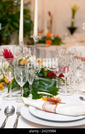 Schickes Tischset für Hochzeit oder weihnachten Stockfoto