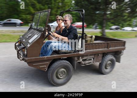 Treffen von Steyr-Puch Haflinger Geländewagen in Bad Ischl, Österreich, Europa - Treffen der Steyr-Puch Haflinger Geländewagen in Bad Ischl, Austr Stockfoto