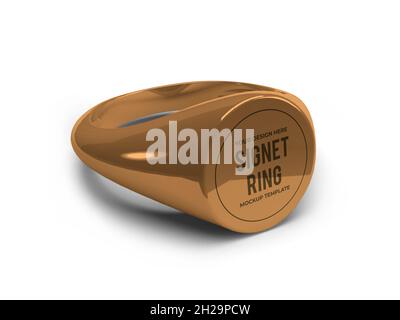 Signet Ring 3D Illustration Mockup Szene auf isoliertem Hintergrund Stockfoto