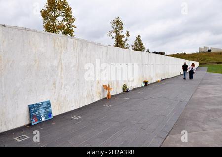 Shanksville, Pennsylvania, USA. Die Namensmauer am National Memorial von Flight 93. Stockfoto