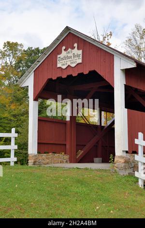 Stoystown, Pennsylvania, USA. Die Trostletown Bridge liegt außerhalb von Stoystown in Quemahoning Township, Somerset County, Pennsylvania. Stockfoto