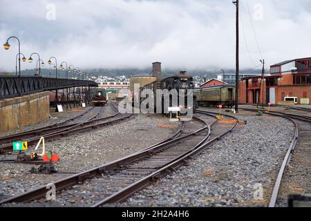 Scranton, Pennsylvania, USA. Eine alte Dampflokomotive der Canadian National Railway, die an der Steamtown National Historic Site in Scranton, Pennsyl, ausgestellt ist Stockfoto