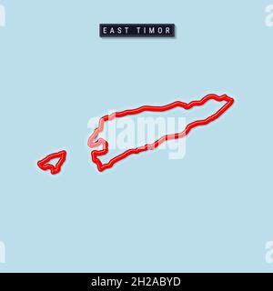 Osttimor fett umrissiger Plan. Glänzender roter Rand mit weichem Schatten. Länderschild. Vektorgrafik. Stock Vektor