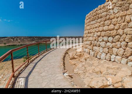 Sumhuram Archäologischer Park mit Ruinen der antiken Stadt Khor Rori in der Nähe von Salalah, Oman Stockfoto