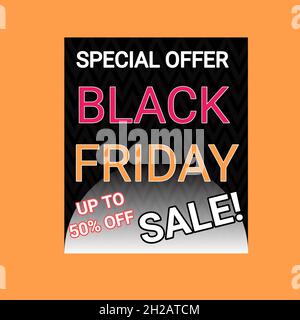 Sonderangebot Black Friday bis zu 50 % Rabatt Stockfoto