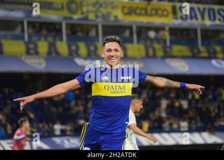 Buenos Aires, Argentinien. Oktober 2021. Boca Juniors und Godoy Cruz während eines Spiels im Rahmen von Torneo Liga Profesional 2021 im Estadio Alberto J. Armando am 20. Oktober 2021 in Buenos Aires, Argentinien. Kredit: Gabriel Sotelo/FotoArena/Alamy Live Nachrichten Stockfoto