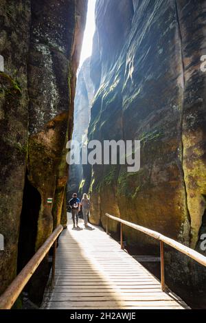 skalni mesto, Adrspach, Adrspasske skaly (narodni prir. Pamatka), Ceska republika / Felsenstadt Adrspach, Tschechische republik - Überreste einer Felsenstadt in Adrsp Stockfoto