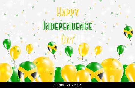 Jamaica Independence Day Patriotisches Design. Luftballons in jamaikanischen Nationalfarben. Happy Independence Day Vektor-Grußkarte. Stock Vektor