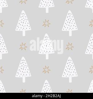 Weihnachten und Neujahr Symbole Baum nahtlose Muster. Vektor-niedliches Muster. Digitalpapier. Designelement Stock Vektor