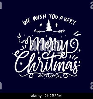 frohe weihnachten Hand Schriftzug Grußkarte mit Ornament Stock Vektor