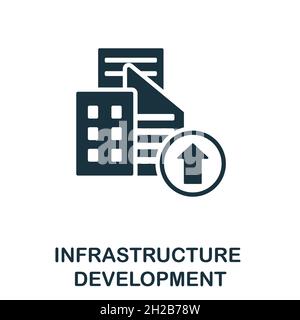 Symbol für Infrastrukturentwicklung. Monochromes Schild aus der Corporate Development Kollektion. Grafik zum Symbol für die Entwicklung kreativer Infrastrukturen für das Web Stock Vektor