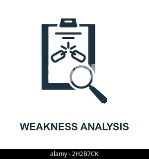 Symbol „Schwachstellenanalyse“. Monochromes Schild aus der Corporate Development Kollektion. Creative Weakness Analysis Icon Illustration für Webdesign Stock Vektor
