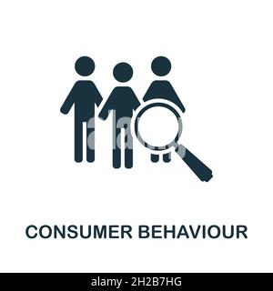Symbol für das Verbraucherverhalten. Monochromes Schild aus der Kundenbeziehungssammlung. Darstellung des Symbols für kreatives Verbraucherverhalten für das Webdesign Stock Vektor