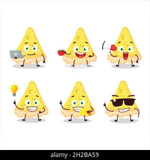 Scheibe Käse Tart Cartoon-Figur mit verschiedenen Arten von Business-Emoticons. Vektorgrafik Stock Vektor