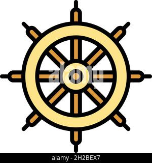 Symbol für die ländliche Wassermühle. Umriss ländliche Wassermühle Vektor Symbol Farbe flach isoliert Stock Vektor