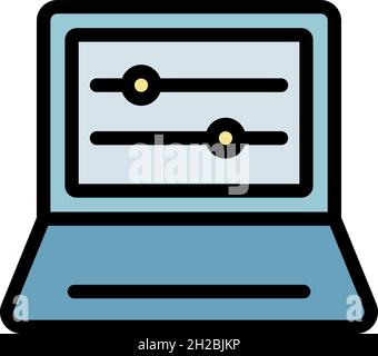 Symbol für den Laptop-Equalizer. Umriss Laptop Equalizer Vektor Symbol Farbe flach isoliert Stock Vektor