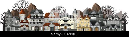 Verlassene Stadt mit vielen Villen Illustration Stock Vektor