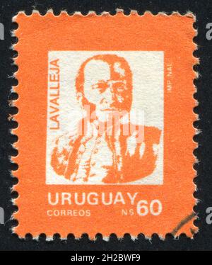 URUGUAY - UM 1990: Briefmarke gedruckt von Uruguay, zeigt Lavalleja, um 1990 Stockfoto