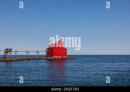 Sturgeon Bay Breakwater Lighthouse Am Lake Michigan Stockfoto