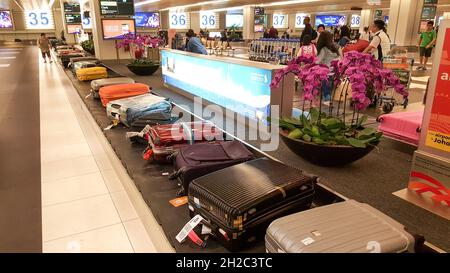 Changi Airport, Singapur-Dezember 31,2015: Gepäckförderband am Flughafen Singapur Changi. Stockfoto