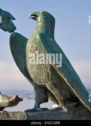 Detail der Ganymed-Skulptur am Buerkliplatz, Schweiz, Zürich Stockfoto