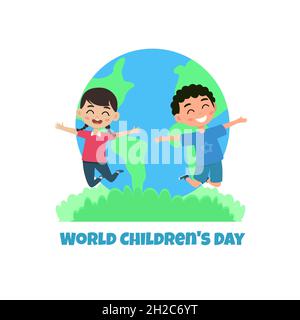 Happy Children's Day Poster Konzept. Fröhliche Kinder Stock Vektor