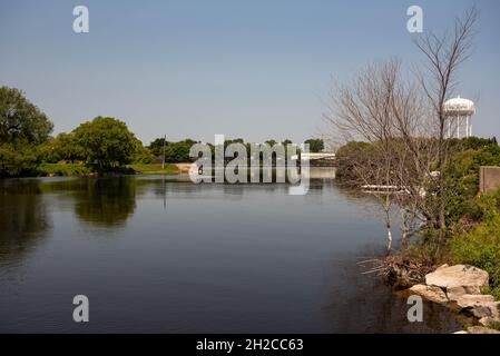 Alpena Michigan, USA - 19. Juli 2021: Die Innenstadt von Thunder Bay River in Alpena Stockfoto