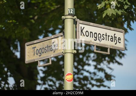 Straßenschild Togostraße Kongostraße, Afrikanisches Viertel, Wedding, Berlin, Deutschland Stockfoto