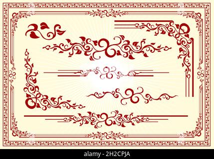 Blumenrahmen Ornament Set erhältlich EPS-8 Vektorformat durch Gruppen und Ebenen für einfache Bearbeitung getrennt Stock Vektor