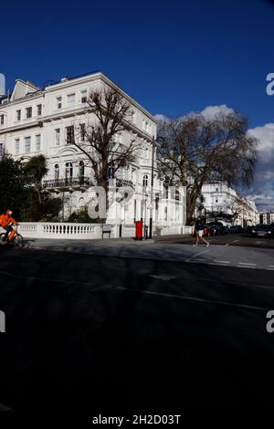 Blick über Ladbroke Grove zu Kensington Park Gardens, Notting Hill, London, Großbritannien Stockfoto