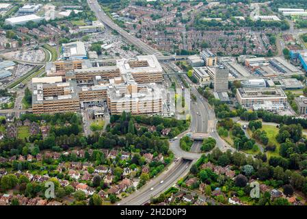 Luftaufnahme des Queens Medical Center in Nottingham, Nottinghamshire England Stockfoto
