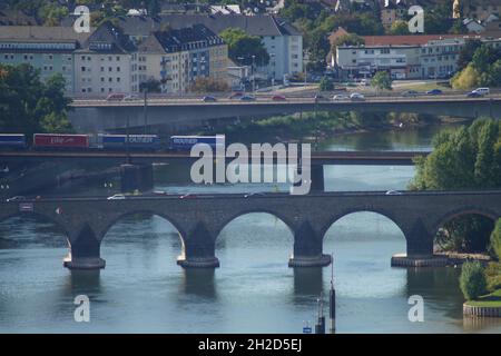 Blick von oben auf Koblenz Stockfoto