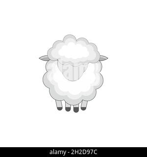 Weiße Silhouette von Schafen auf einem hellen Hintergrund. Logo-Design für das Unternehmen. Stock Vektor