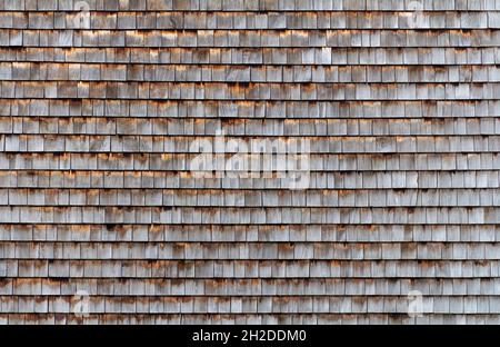 Vollformat verwitterte Holzschindeln Hintergrund Stockfoto