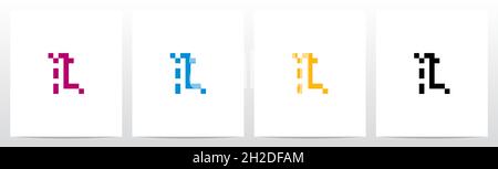 Pixel Quadrat Rechteck Buchstabe Logo Design L Stock Vektor