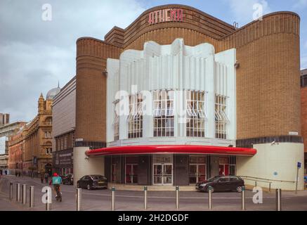 Das Athene ist ein denkmalgeschützter Veranstaltungsort im Art déco-Stil im Kulturviertel von Leicester City Centre, England. Ursprünglich als Kino gebaut. Stockfoto