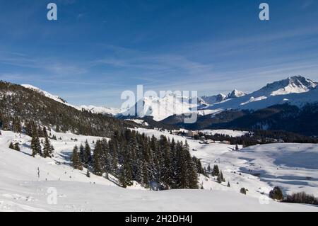 Winterlicher Blick auf Arosa Stockfoto