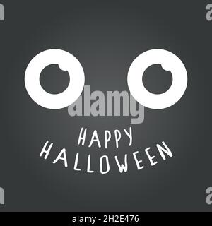 Frohe Halloween. Gruseliges Gesicht auf schwarzem Hintergrund. Vektorgrafik, flaches Design Stock Vektor