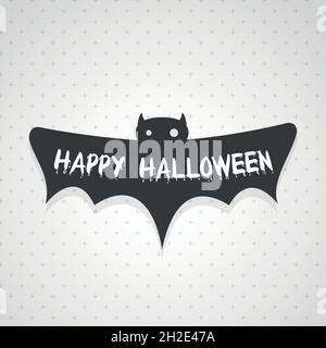 Frohe Halloween. Fledermaus auf gepunktetem Hintergrund. Vektorgrafik, flaches Design Stock Vektor