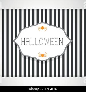 Halloween gestreifter Hintergrund. Spinnen. Schwarz und Weiß. Vektorgrafik, flaches Design Stock Vektor