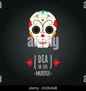 Tag der Toten. Di­a de los muertos. Farbenfrohes Totenkopf-Symbol. Vektorgrafik, flaches Design Stock Vektor