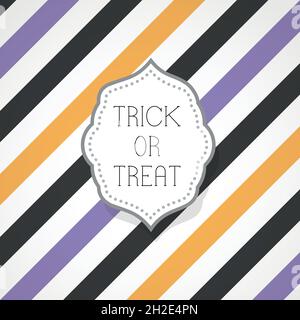 Text tricksen oder behandeln. Halloween-Inspiration. Diagonal gestreifter Hintergrund. Vektorgrafik, flaches Design Stock Vektor