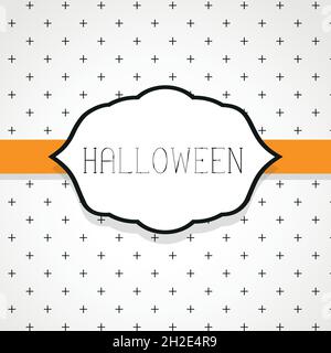 Halloween-Text. Schwarz-weiß gepunkteter Hintergrund. Vektorgrafik, flaches Design Stock Vektor